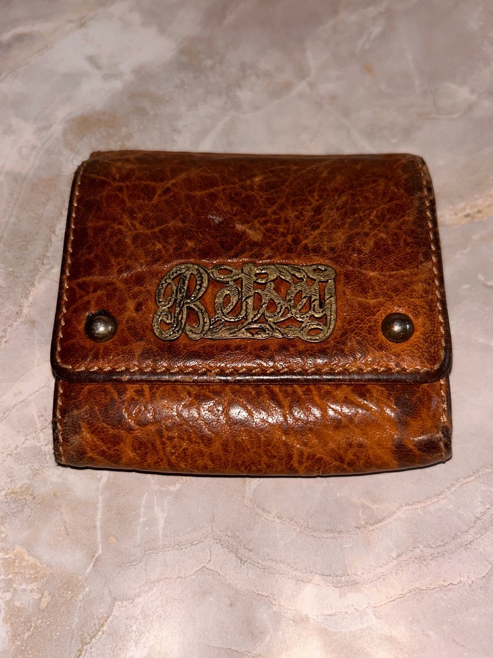 Y2k Betsy Brown Leather Snap Wallet